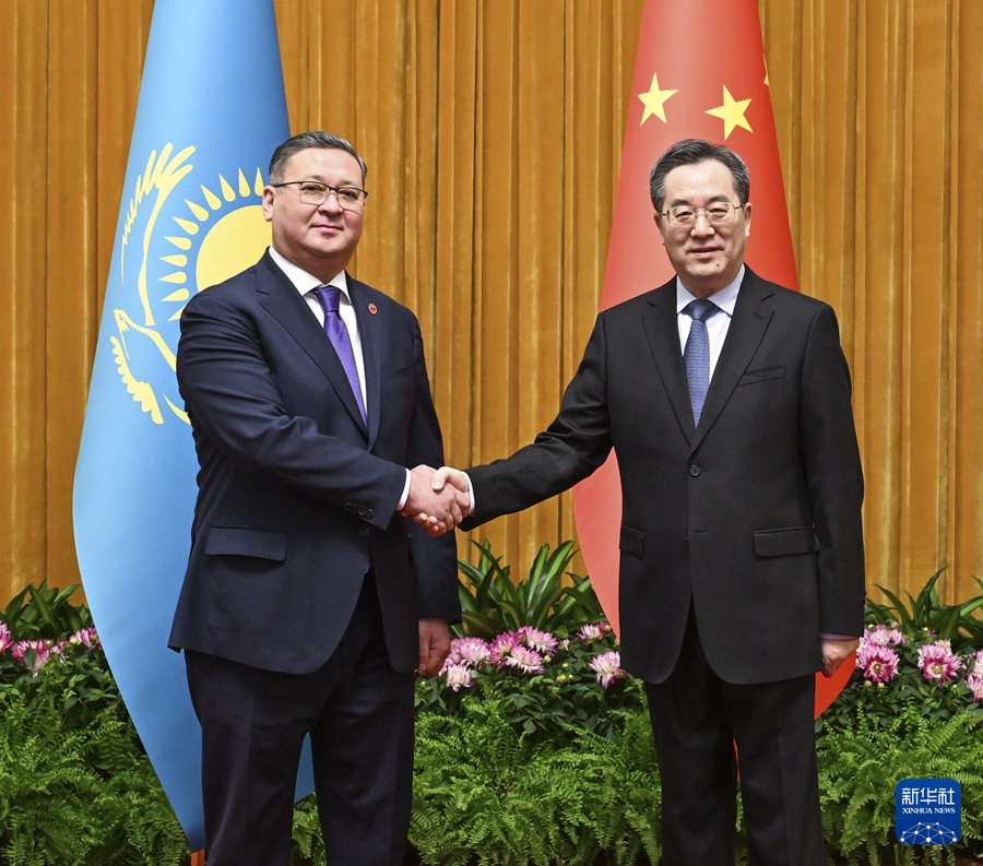 丁薛祥会见哈萨克斯坦副总理兼外长努尔特列乌-图1