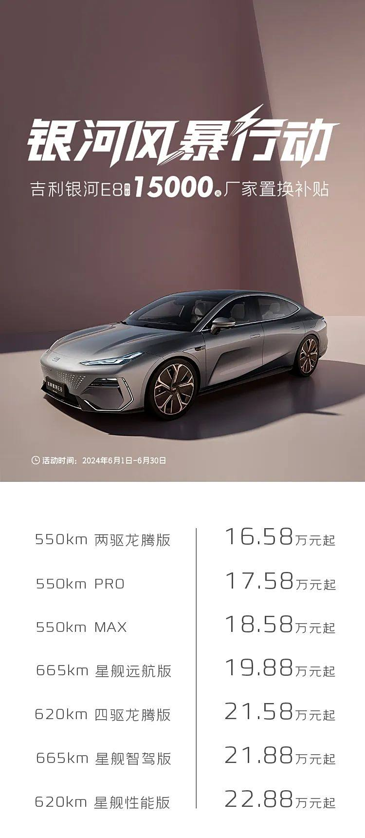 吉利银河E8购车权益,1.5万置换补贴-图1 吉利银河E8购车权益,1.5万置换补贴-图1