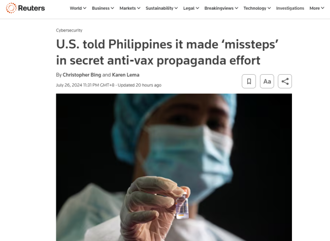 美国国防部承认曾散布信息诋毁中国疫苗-图1