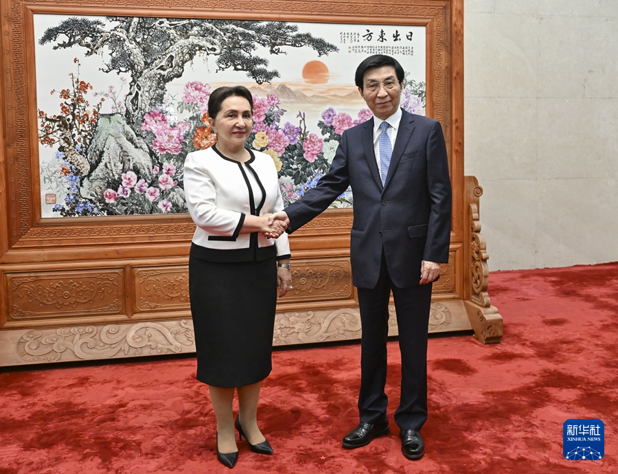 王沪宁会见乌兹别克斯坦最高会议参议院主席纳尔巴耶娃-图1