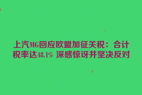 上汽MG回应欧盟加征关税：合计税率达48.1% 深感惊讶并坚决反对