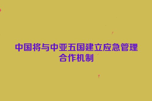 中国将与中亚五国建立应急管理合作机制
