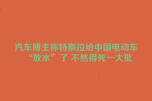 汽车博主称特斯拉给中国电动车“放水”了 不然得死一大批