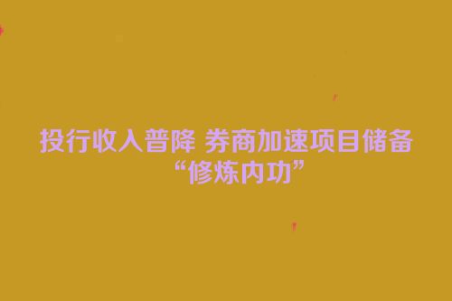投行收入普降 券商加速项目储备“修炼内功”