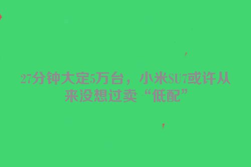 27分钟大定5万台，小米SU7或许从来没想过卖“低配”