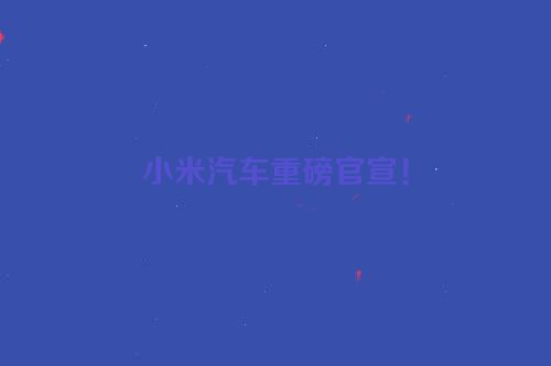 小米汽车重磅官宣！
