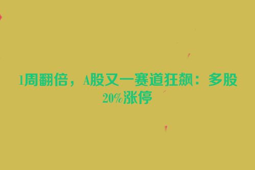 1周翻倍，A股又一赛道狂飙：多股20%涨停