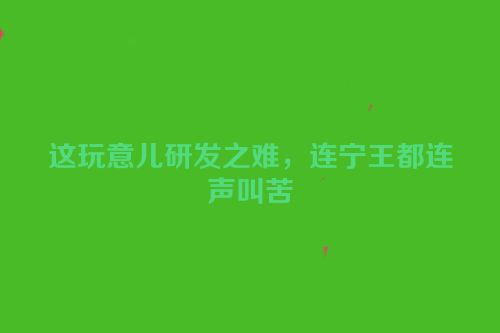 这玩意儿研发之难，连宁王都连声叫苦