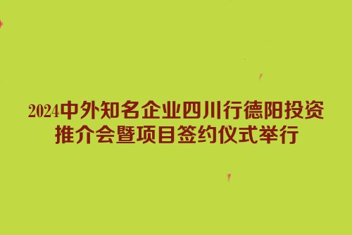 2024中外知名企业四川行德阳投资推介会暨项目签约仪式举行