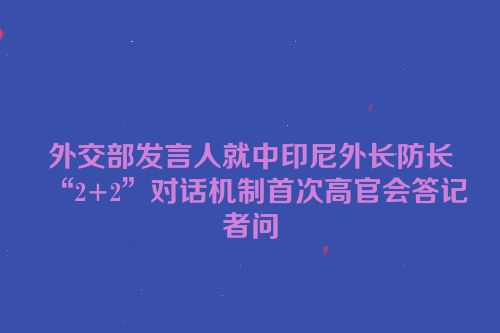 外交部发言人就中印尼外长防长“2+2”对话机制首次高官会答记者问