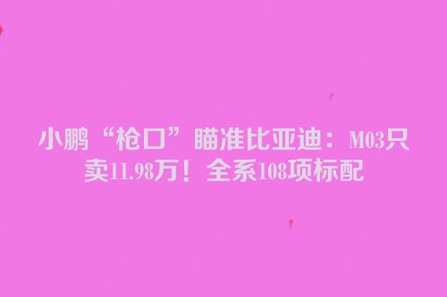 小鹏“枪口”瞄准比亚迪：M03只卖11.98万！全系108项标配