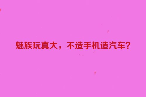 魅族玩真大，不造手机造汽车？