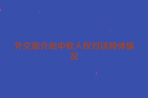 外交部介绍中欧人权对话具体情况