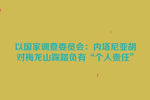 以国家调查委员会：内塔尼亚胡对梅龙山踩踏负有“个人责任”
