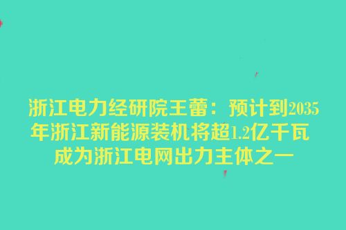 浙江电力经研院王蕾：预计到2035年浙江新能源装机将超1.2亿千瓦 成为浙江电网出力主体之一
