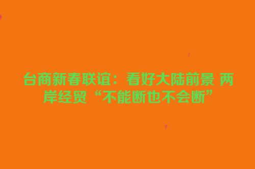 台商新春联谊：看好大陆前景 两岸经贸“不能断也不会断”