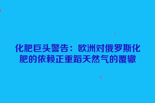 化肥巨头警告：欧洲对俄罗斯化肥的依赖正重蹈天然气的覆辙