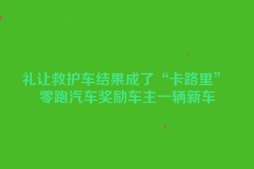 礼让救护车结果成了“卡路里” 零跑汽车奖励车主一辆新车