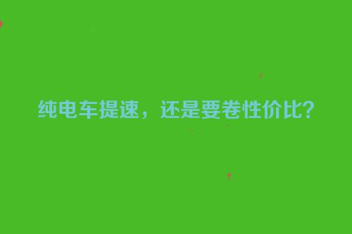 纯电车提速，还是要卷性价比？