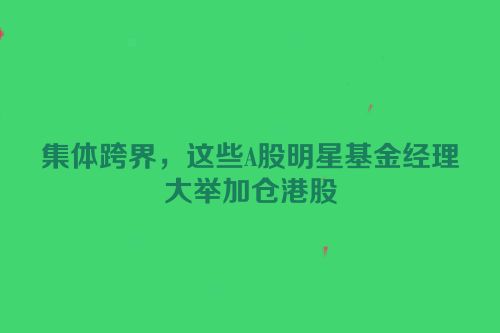 集体跨界，这些A股明星基金经理大举加仓港股