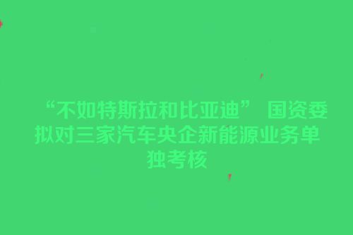 “不如特斯拉和比亚迪” 国资委拟对三家汽车央企新能源业务单独考核