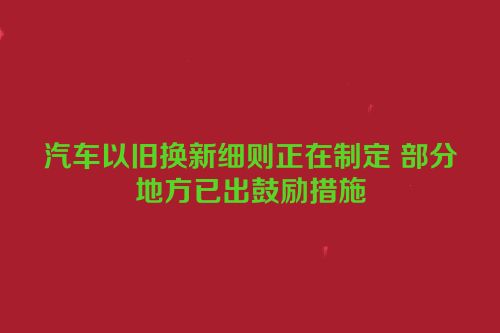 汽车以旧换新细则正在制定 部分地方已出鼓励措施