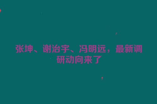 张坤、谢治宇、冯明远，最新调研动向来了