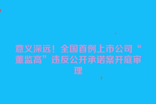 意义深远！全国首例上市公司“董监高”违反公开承诺案开庭审理