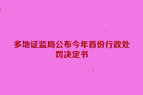 多地证监局公布今年首份行政处罚决定书