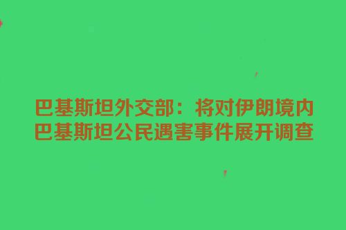 巴基斯坦外交部：将对伊朗境内巴基斯坦公民遇害事件展开调查