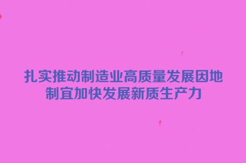 扎实推动制造业高质量发展因地制宜加快发展新质生产力