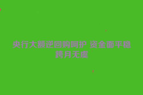 央行大额逆回购呵护 资金面平稳跨月无虞