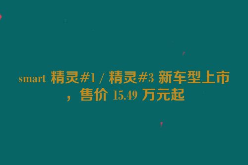 smart 精灵#1 / 精灵#3 新车型上市，售价 15.49 万元起