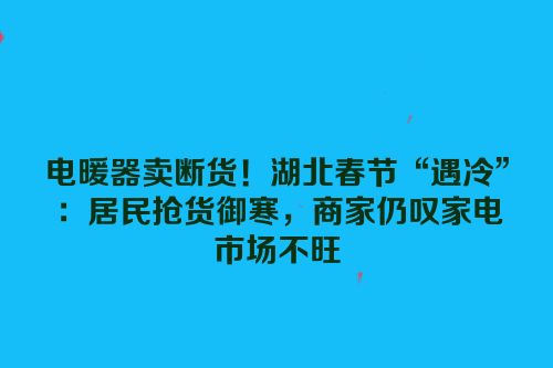 电暖器卖断货！湖北春节“遇冷”：居民抢货御寒，商家仍叹家电市场不旺