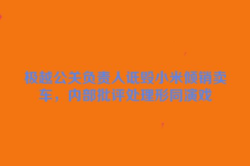 极越公关负责人诋毁小米倾销卖车，内部批评处理形同演戏