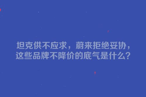 坦克供不应求，蔚来拒绝妥协，这些品牌不降价的底气是什么？