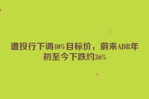 遭投行下调40%目标价，蔚来ADR年初至今下跌约36%