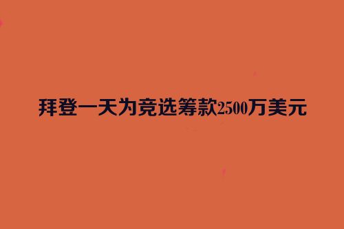 拜登一天为竞选筹款2500万美元