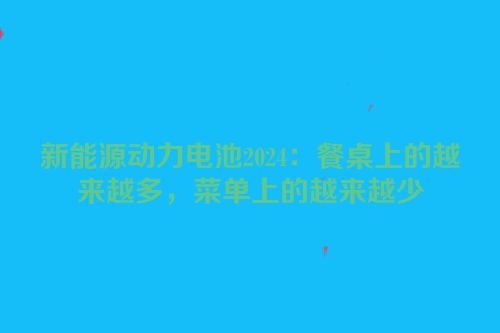 新能源动力电池2024：餐桌上的越来越多，菜单上的越来越少