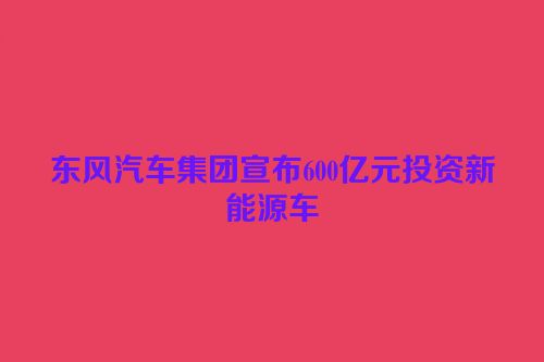 东风汽车集团宣布600亿元投资新能源车