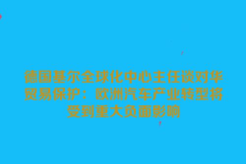德国基尔全球化中心主任谈对华贸易保护：欧洲汽车产业转型将受到重大负面影响