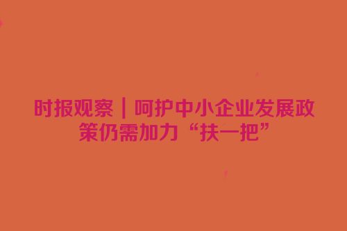 时报观察｜呵护中小企业发展政策仍需加力“扶一把”