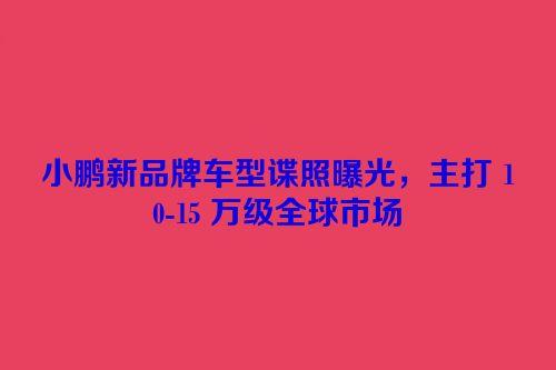 小鹏新品牌车型谍照曝光，主打 10-15 万级全球市场