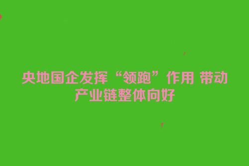 央地国企发挥“领跑”作用 带动产业链整体向好