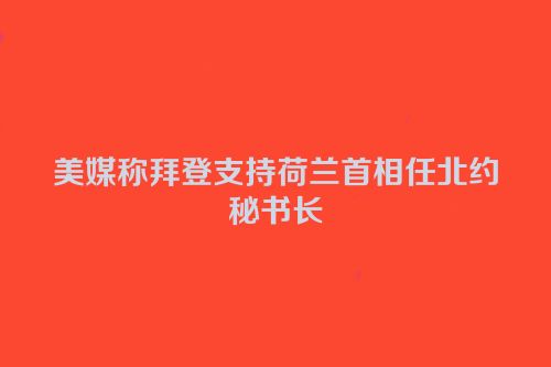 美媒称拜登支持荷兰首相任北约秘书长