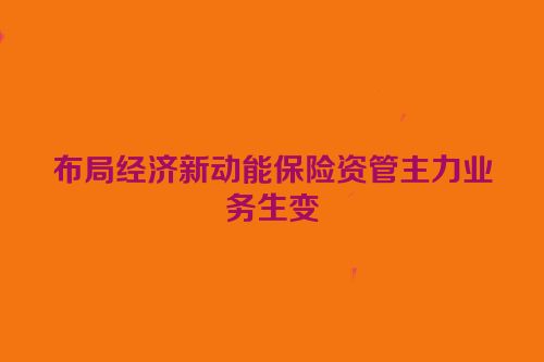 布局经济新动能保险资管主力业务生变