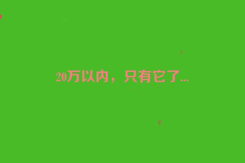 20万以内，只有它了...