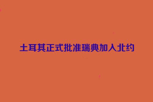 土耳其正式批准瑞典加入北约