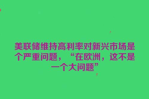 美联储维持高利率对新兴市场是个严重问题，“在欧洲，这不是一个大问题”