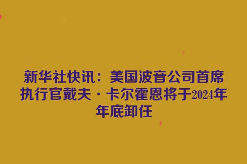 新华社快讯：美国波音公司首席执行官戴夫·卡尔霍恩将于2024年年底卸任